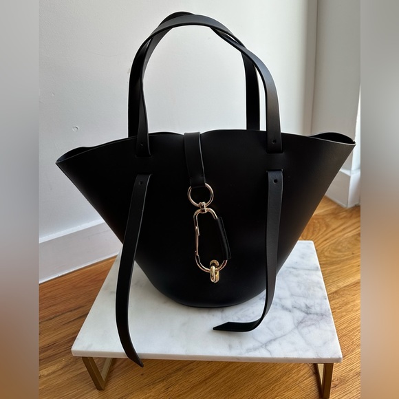 ZAC Zac Posen Handbags - ZAC Zac Posen Small Black Tote, Gold Buckle